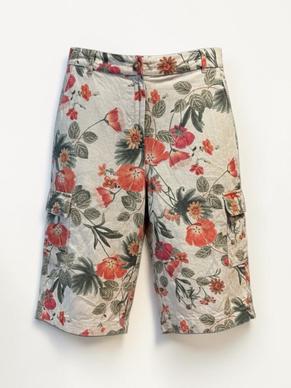 Chico’s 100% Linen Floral Capri Pants - Size 14